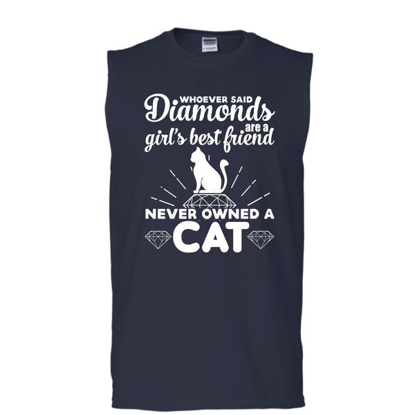 A Girl's Best Friend Never Owed A Cat Shirt, Cute Cat Shirt (Men's Cotton Sleeveless)