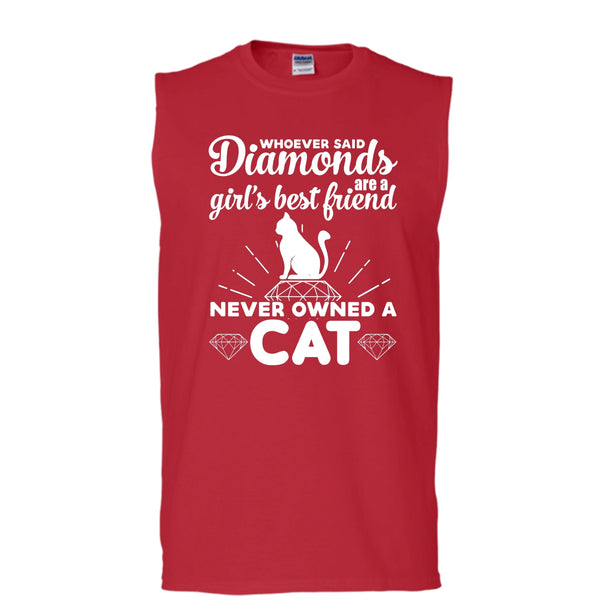 A Girl's Best Friend Never Owed A Cat Shirt, Cute Cat Shirt (Men's Cotton Sleeveless)