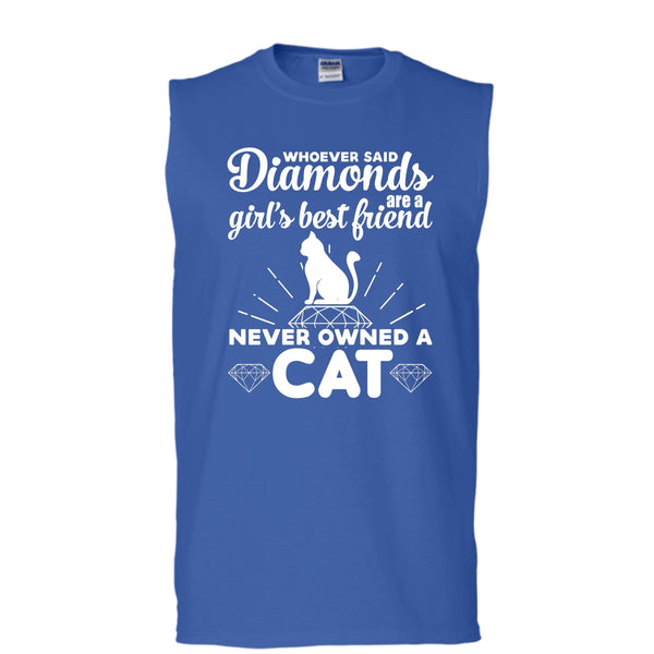 A Girl's Best Friend Never Owed A Cat Shirt, Cute Cat Shirt (Men's Cotton Sleeveless)