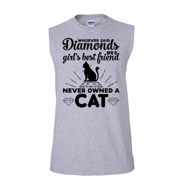 A Girl's Best Friend Never Owed A Cat Shirt, I Love My Cat Shirt (Men's Cotton Sleeveless)