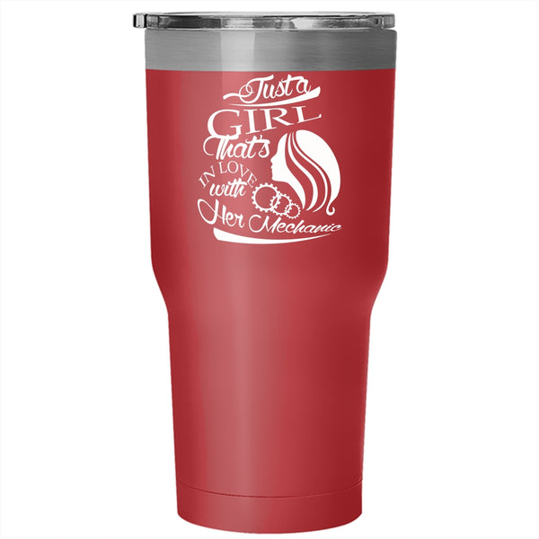 Just A Girl In Love With Her Mechanic Tumbler, Mechanic's Wife Mug