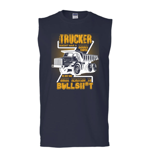 This Trucker T Shirt, Doesn't Have A Short Temper Tank Top (Men's Cotton Sleeveless)