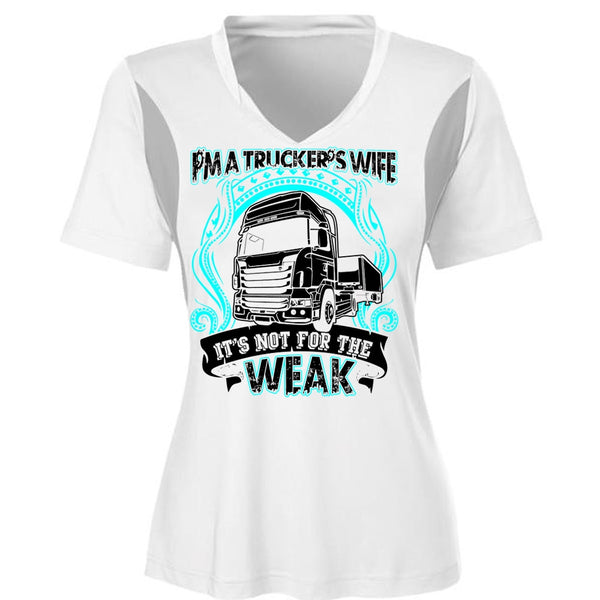 I'm A Trucker's Wife T Shirt, It's Not For The Weak T Shirt, Cool Shirt (Ladies LS Heather V-Neck)