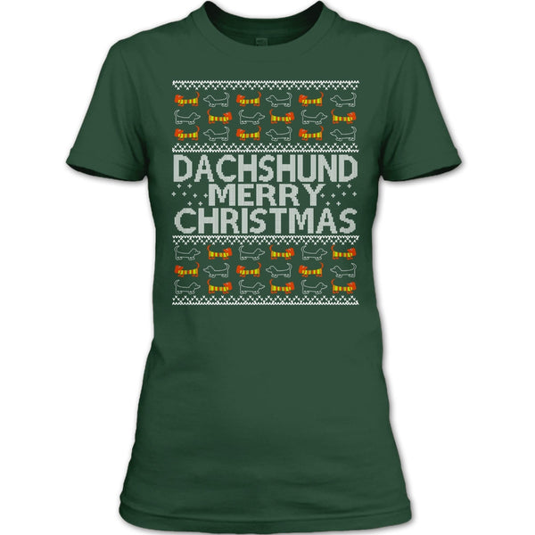 Dachshund Merry Christmas T Shirt, Coolest Dachshund T Shirt