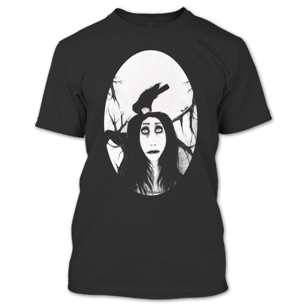 A black t-shirt with the shopify logo