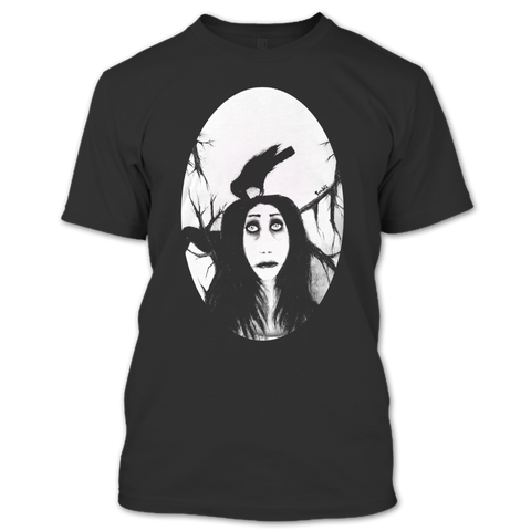 A black t-shirt with the shopify logo