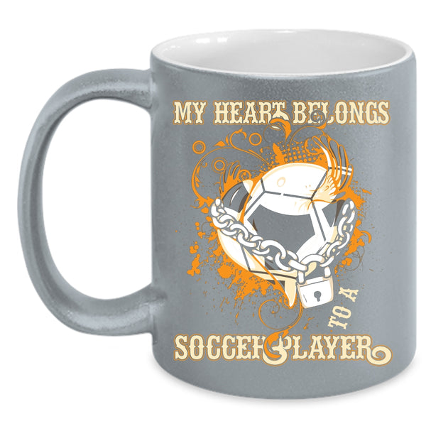 My Heart Belongs To A Soccer Player Coffee Mug, Cute Love Coffee Cup