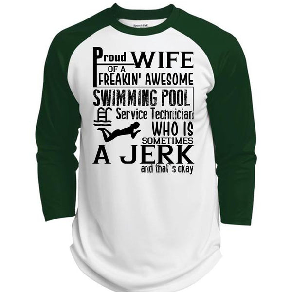 Proud Wife Of A Freaking Awesome Swimming T Shirt, I Love Swimmer T Shirt, Awesome T-Shirts  (Polyester Game Baseball Jersey)