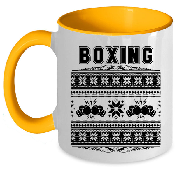 Funny Christmas Coffee Mug, Boxing Accent Mug