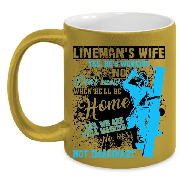 Cute Lineman's Wife Coffee Mug, Lineman's Wife Accent Mug