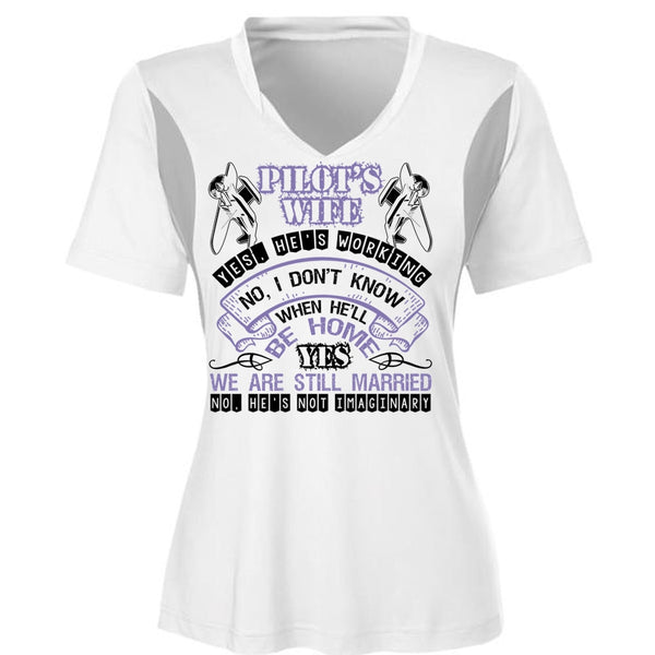 Pilot's Wife T Shirt, We're Still Married T Shirt, Cool Shirt (Ladies LS Heather V-Neck)
