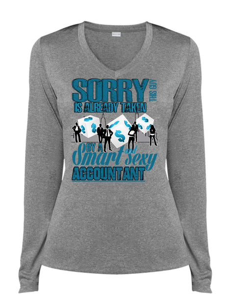 Smart Accountant T Shirt, Being An Accountant T Shirt, Cool Shirt (Ladies LS Heather V-Neck)