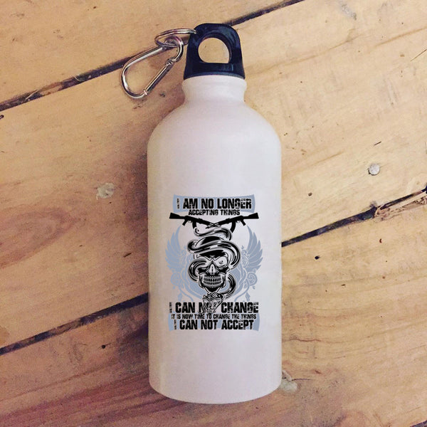 I Am No Longer Accepting Things 20 oz Stainless Steel Bottle,Funny Gunner Outdoor Sports Water Bottle