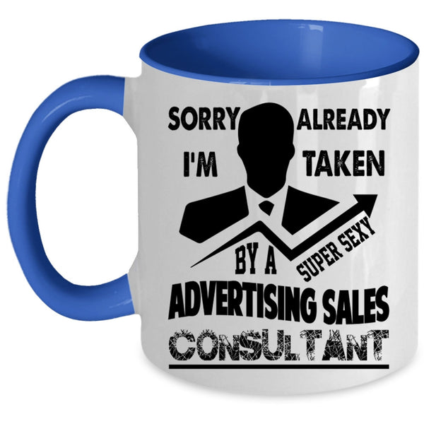 Just Married Coffee Mug, Taken By An Advertising Sales Consultant Accent Mug