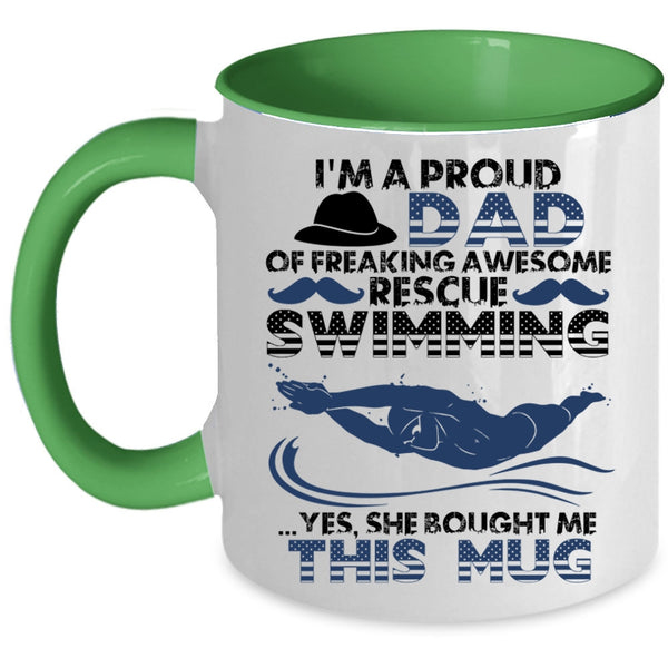 Cool Daddy Coffee Mug, I'm A Proud Dad Of Rescue Swimming Accent Mug