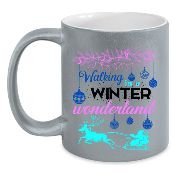 Cute Christmas Coffee Mug, Walking In A Winter Wonderland Accent Mug