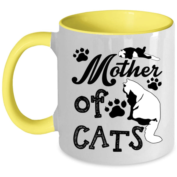 Gift For Cat Mom Coffee Mug, Mother Of Cats Accent Mug