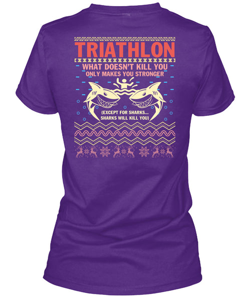 Triathlon What Doesn't Kill You T Shirt, I Love Christmas T Shirt