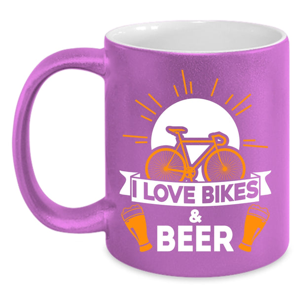 I Love Bikes And Beer Coffee Mug, Cute Beer Drinker Coffee Cup