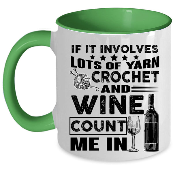 Wine Drinker Coffee Mug, Crochet And Wine Accent Mug