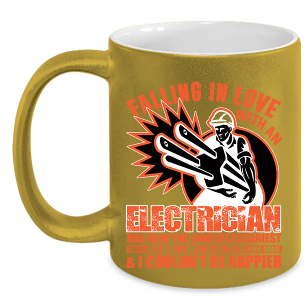 I Love My Electrician Coffee Mug, Falling In Love With An Electrician Accent Mug