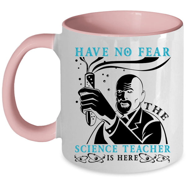 Cool Science Coffee Mug, The Science Teacher Is Here Accent Mug