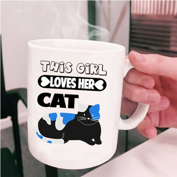 Cute Cat Lovers Coffee Mug, This Girl Loves Her Cat Cup