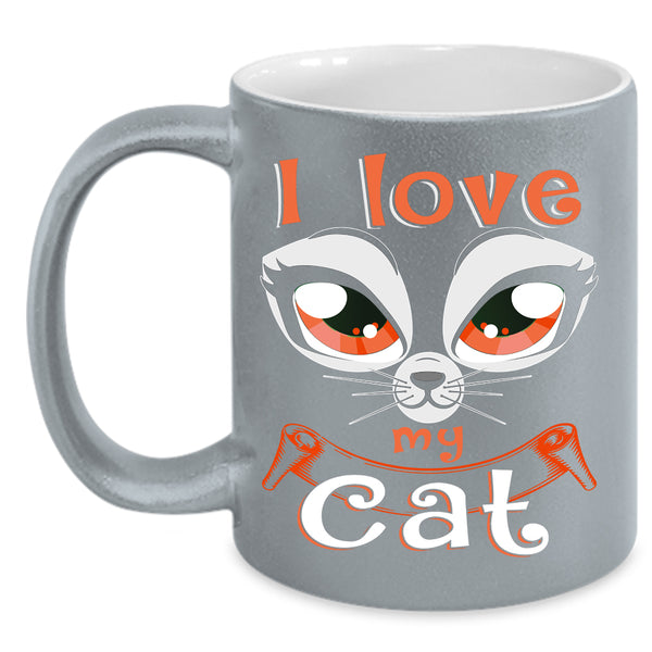 I Love My Cat Coffee Mug, Cute Gift For Cat Lovers Coffee Cup