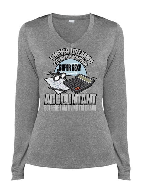I'd End Up Marrying Accountant T Shirt, Being An Accountant T Shirt, Cool Shirt (Ladies LS Heather V-Neck)