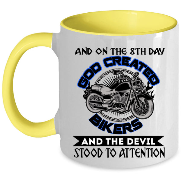 Cool Biker Coffee Mug, On The 8th day God Created Bikers Accent Mug