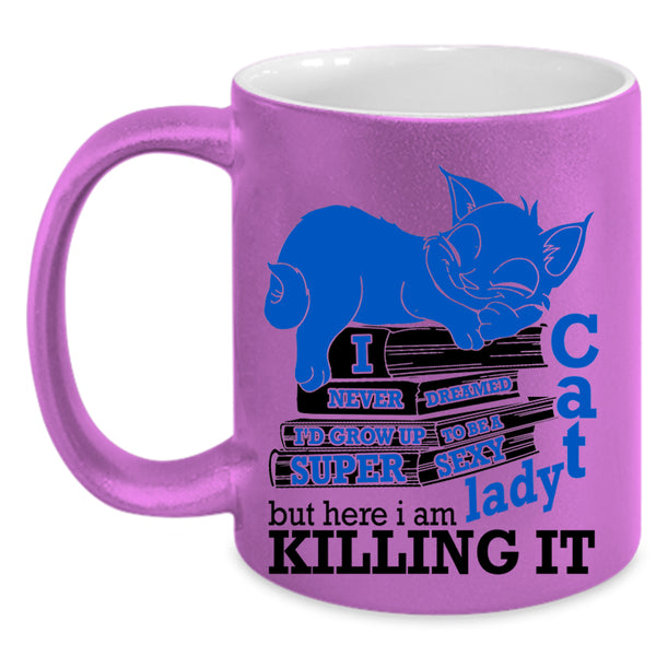 Cool Cat Lady Coffee Mug, I'd Grow Up To Be A Cat Lady Accent Mug