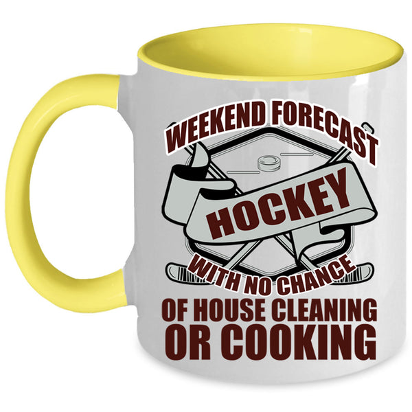 Cool Sporty Coffee Mug, Weekend Forecast Hockey Accent Mug