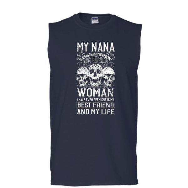 My Nana Is The Coolest Woman T Shirt, Awesome Nanny T Shirt, Cool T Shirt (Men's Cotton Sleeveless)