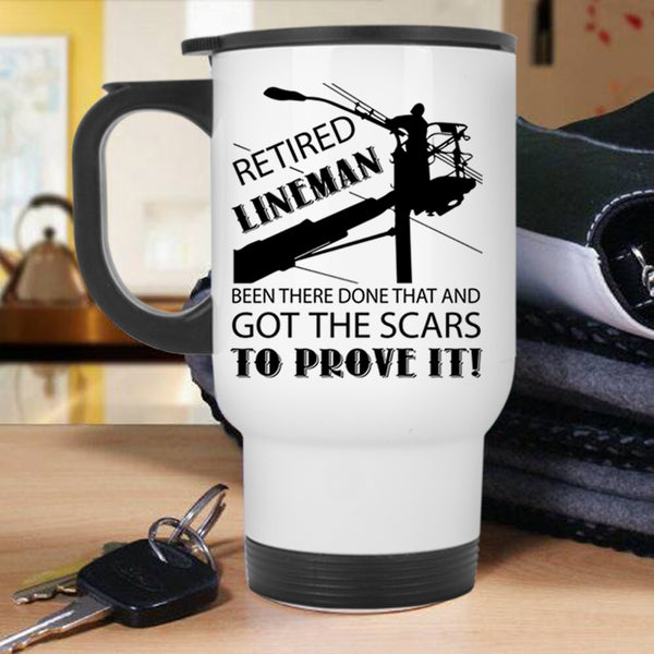 Cool Gift For Grandpa Travel Mug, Retired Lineman Mug