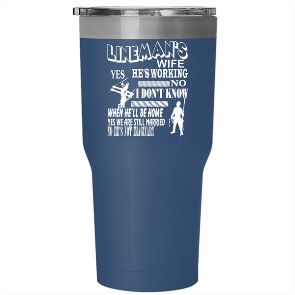 Lineman's Wife Tumbler 30 oz Stainless Steel, Beautiful Lineman's Wife Travel Mug