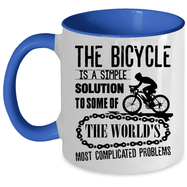 Outdoor Coffee Mug, The Bicycle Is A simple Solution Accent Mug