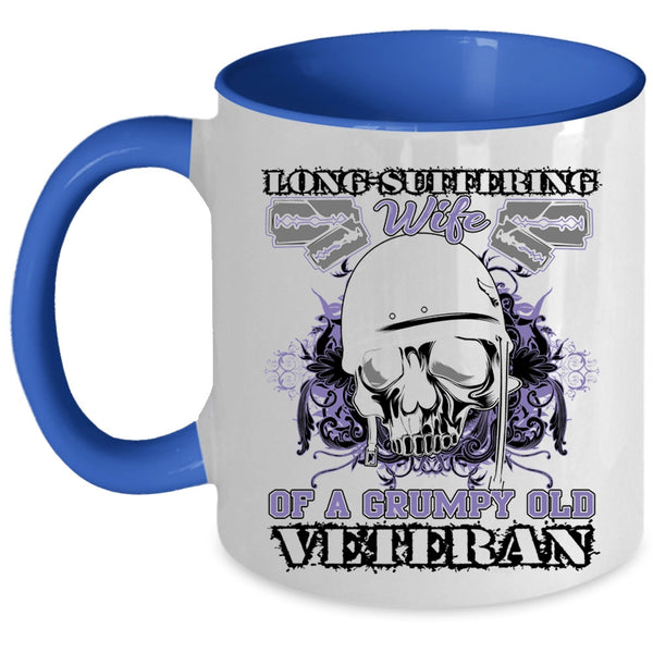 Cool Coffee Mug, Long Suffering Wife Of A Grumpy Old Veteran Accent Mug