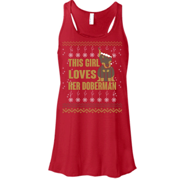 This Girls Loves Her Doberman T Shirt, Merry Christmas Tank Top