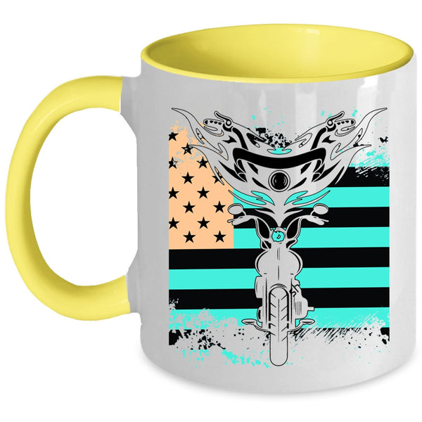American Flag Coffee Mug, Cool Motorcycles Accent Mug