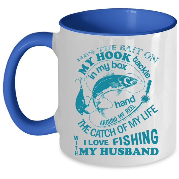 Marrying Coffee Mug, I Love Fishing With My Husband Accent Mug