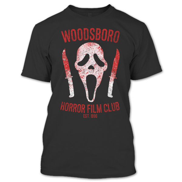 A black t-shirt with the shopify logo