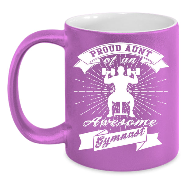 Proud Aunt Of An Awesome Gymnast Coffee Mug, Cool Aunt Coffee Cup