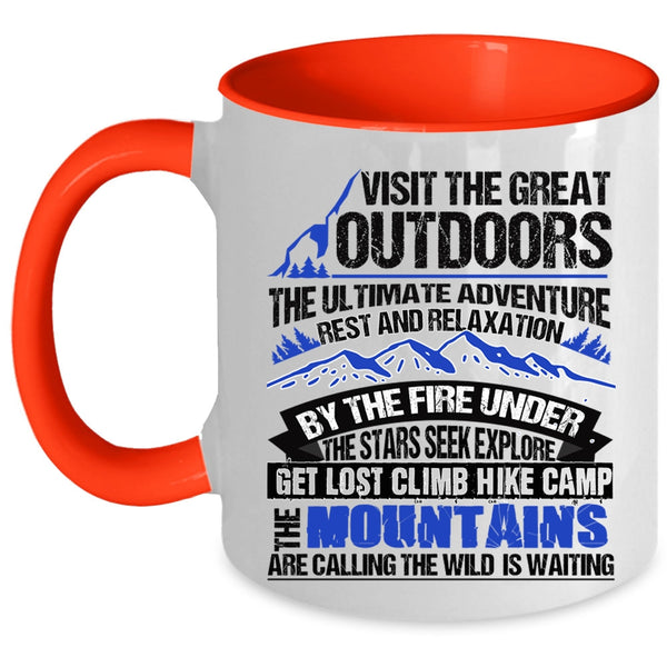 Climb Hike Camp Coffee Mug, Visit The Great Outdoors Accent Mug