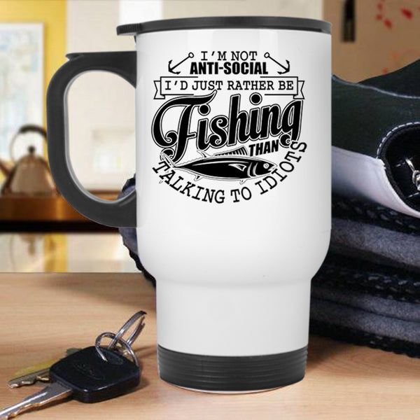 Cool Fishing Travel Mug, I'd Just Rather Be Fishing Mug