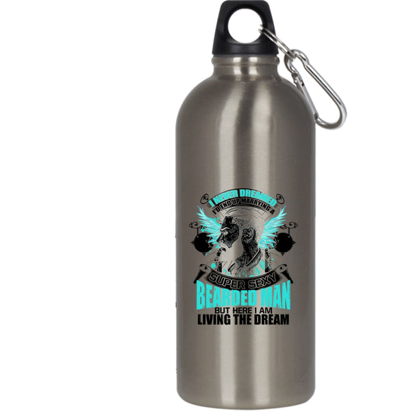 I'd End up Marrying A Bearded Man 20 oz Stainless Steel Bottle,Bearded Man's Wife Outdoor Sports Water Bottle
