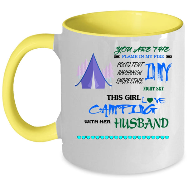 Funny Camping Coffee Mug, This Girl Loves Camping With Her Husband Accent Mug