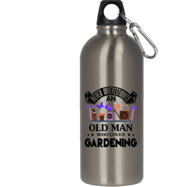 Old Man Loves Gardening 20 oz Stainless Steel Bottle,Cool Gift For Grandpa Outdoor Sports Water Bottle