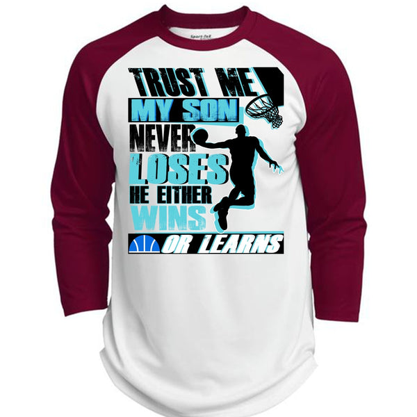 My Son Never Loses T Shirt, I Love Basketball T Shirt, Awesome T-Shirts  (Polyester Game Baseball Jersey)