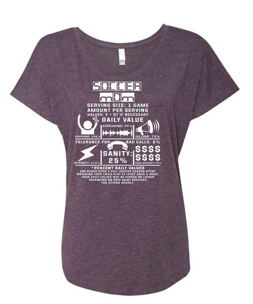 Soccer Mom T Shirt, I Love Soccer T Shirt, Mother's Day T Shirt (Ladies' Triblend Dolman Sleeve)