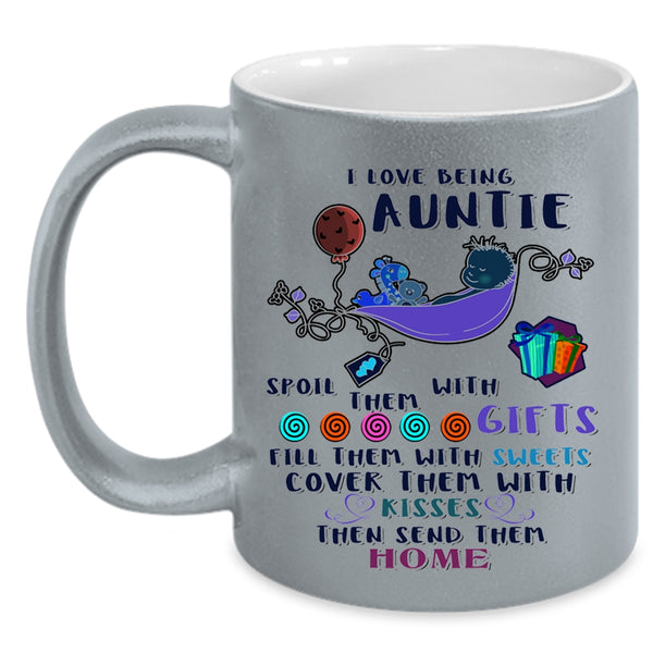 Cute Gift For Auntie Coffee Mug, I Love Being Auntie Accent Mug